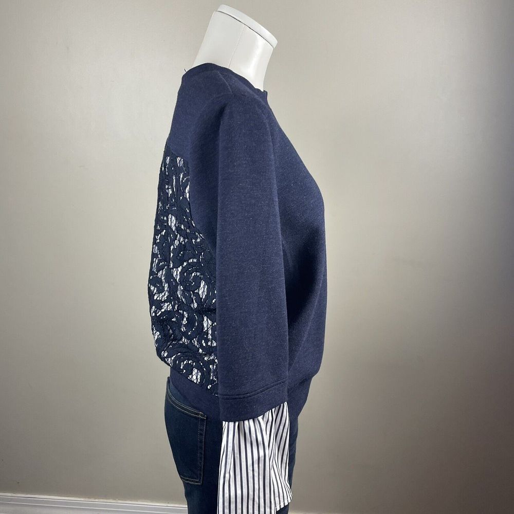 nordstrom signature womens Size Small Mixed Media sweater Lace Preppy Luxury - Picture 3 of 9